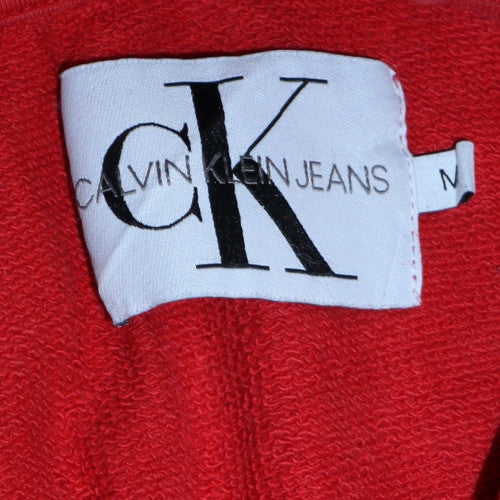 Calvin Klein Jeans Men's Red Pullover Hoodie M Logo Cotton