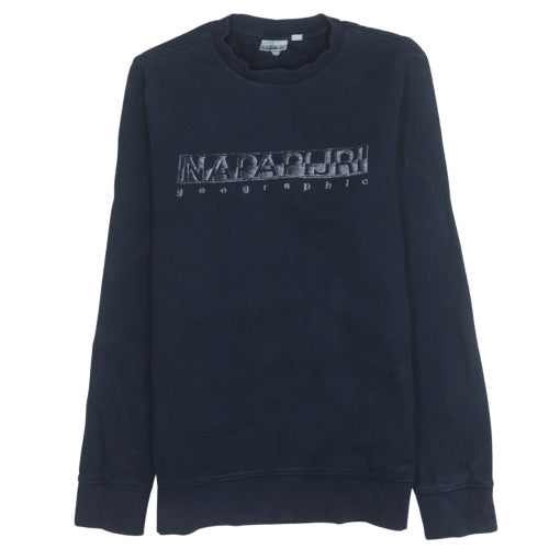 Napapijri Men's Blue Pullover Sweatshirt M Crew Neck Logo