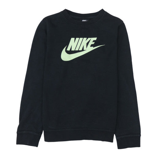 Nike Teens Black Cotton Blend Pullover Sweatshirt L 147-158cm Logo