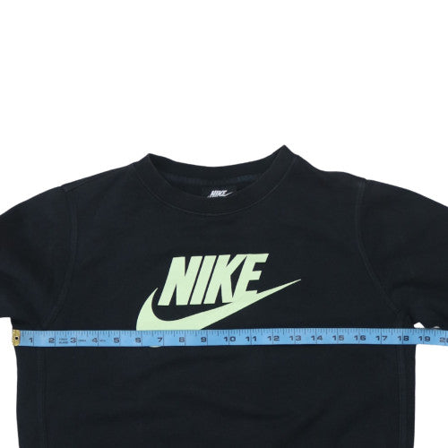 Nike Teens Black Cotton Blend Pullover Sweatshirt L 147-158cm Logo