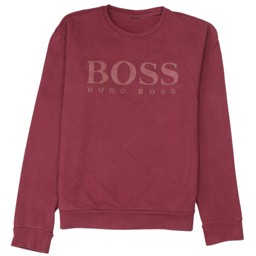 Hugo Boss Men's Red Crew Neck Logo Sweatshirt Size L