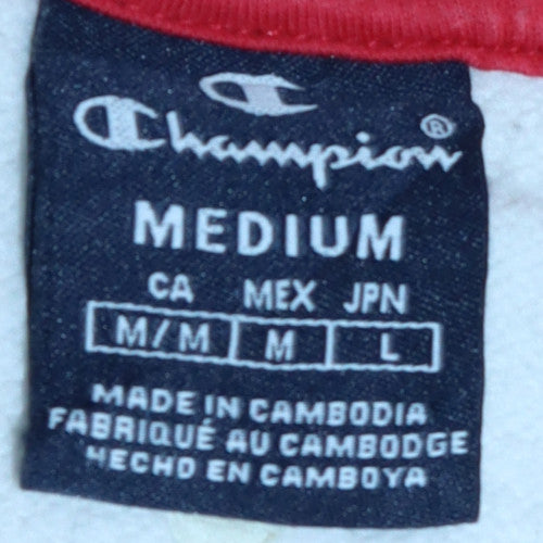 Champion Men's White Logo Crew Neck Pullover Sweatshirt M