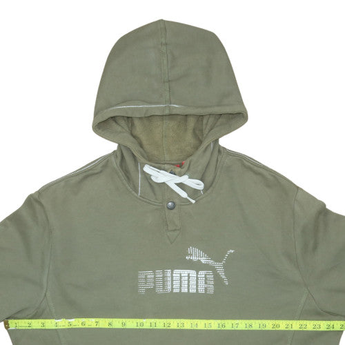 Puma Men’s Green XL Henley Hoodie with Logo Graphic Print