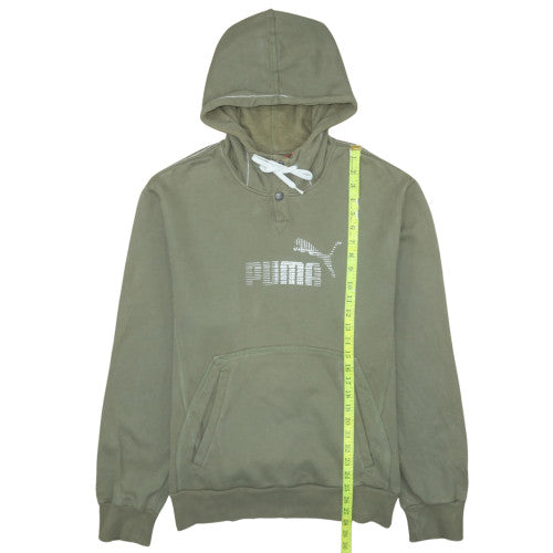 Puma Men’s Green XL Henley Hoodie with Logo Graphic Print