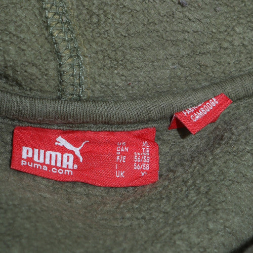 Puma Men’s Green XL Henley Hoodie with Logo Graphic Print