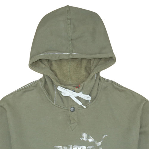 Puma Men’s Green XL Henley Hoodie with Logo Graphic Print