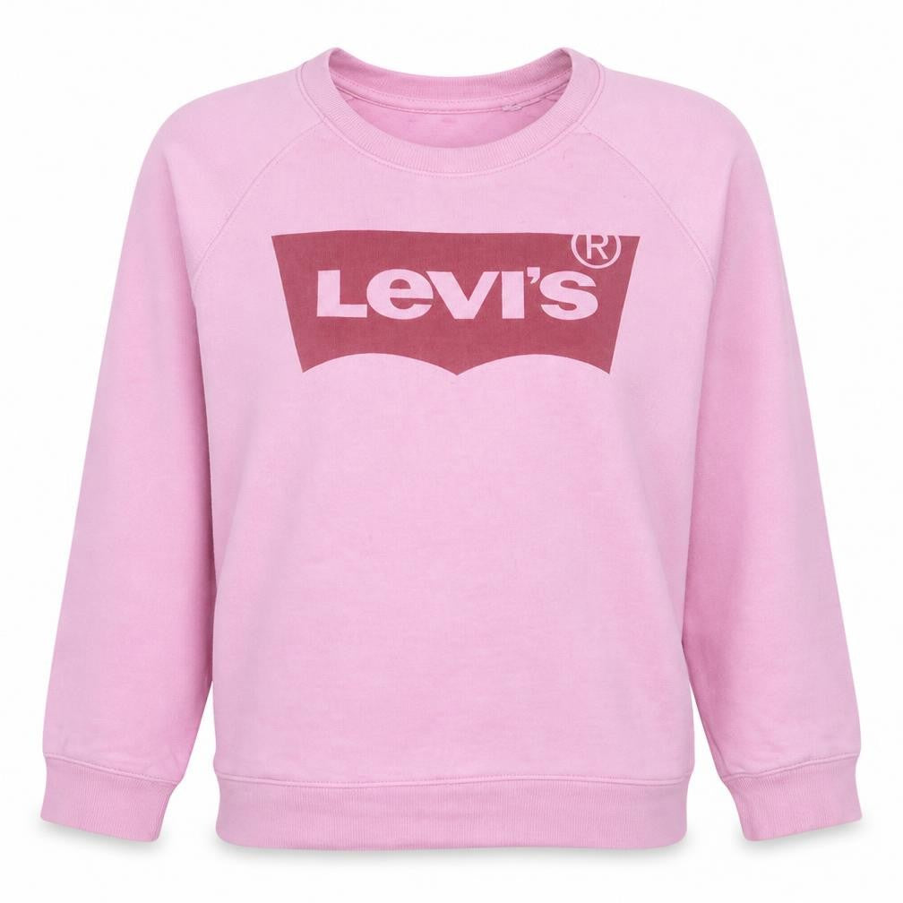 Front view of Levi's women’s pink xs pullover crew neck sweatshirt