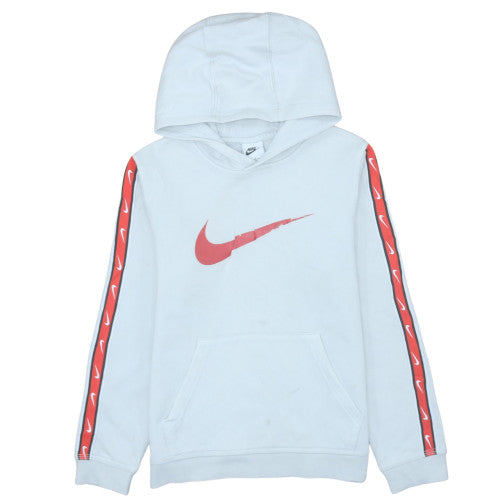 Nike Teens White Hoodie with Red Logo Stripe Size L 147-158cm