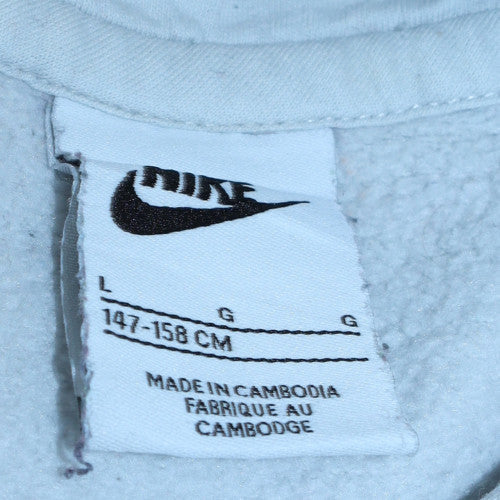 Nike Teens White Hoodie with Red Logo Stripe Size L 147-158cm