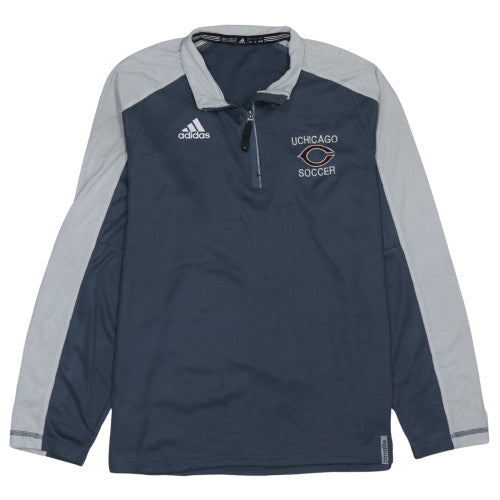 Adidas Mens Blue Grey 1/4 Zip Pullover Sweatshirt UChicago Soccer M