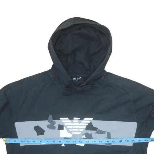 Emporio Armani EA7 Men's Black Pullover Hoodie Size L Cotton Blend