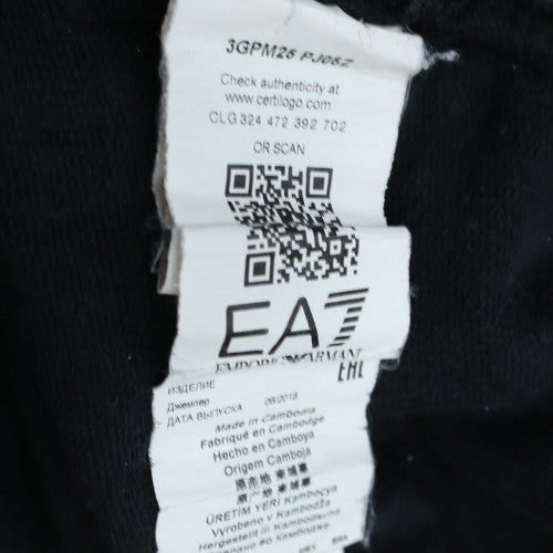 Emporio Armani EA7 Men's Black Pullover Hoodie Size L Cotton Blend