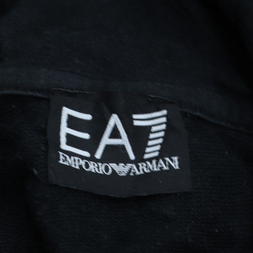 Emporio Armani EA7 Men's Black Pullover Hoodie Size L Cotton Blend