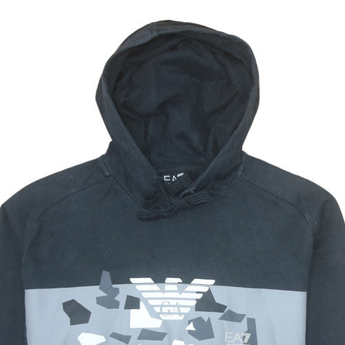 Emporio Armani EA7 Men's Black Pullover Hoodie Size L Cotton Blend