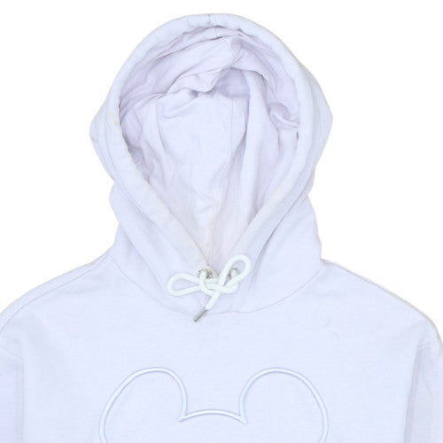 H&M Disney Women White Hoodie Size S Pullover Cotton Blend Mickey Design