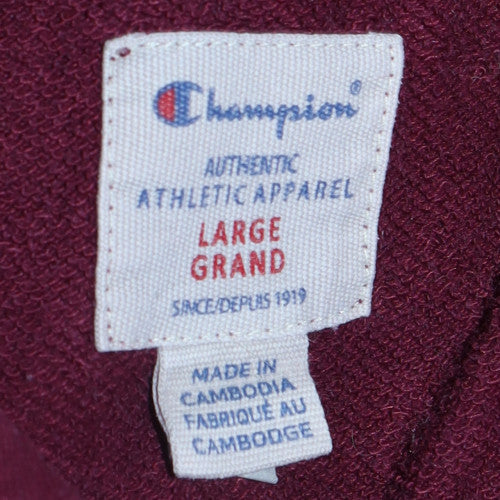 Champion Men's Red Pullover Hoodie Size L Embroidered Logo