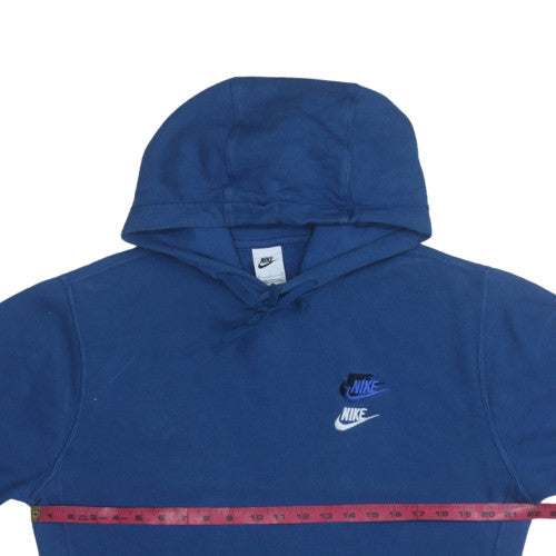 Nike Men's Blue Pullover Hoodie Small Logo Fleece Sweatshirt