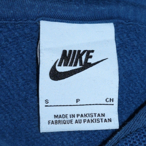 Nike Men's Blue Pullover Hoodie Small Logo Fleece Sweatshirt