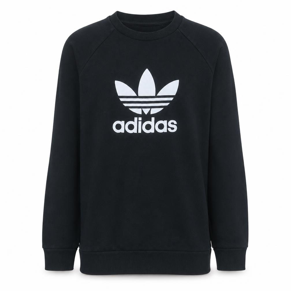 Front view of Adidas Men's Black Crew Neck Pullover Sweatshirt M