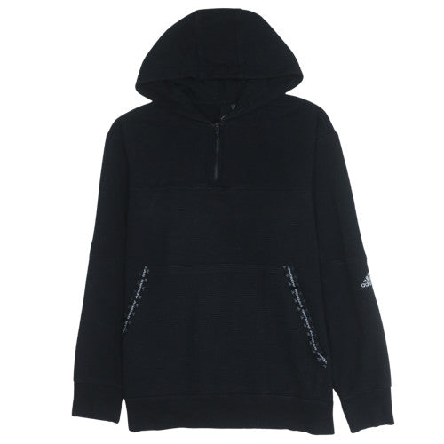 Adidas Men's Black L Pullover 1/2 Zip Fleece Hoodie