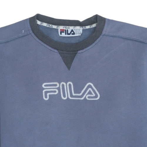 Fila Mens Blue Crew Neck Pullover Sweatshirt Size L