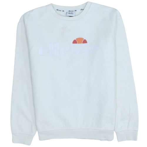Ellesse Women White UK 12 Pullover Sweatshirt Cotton Blend