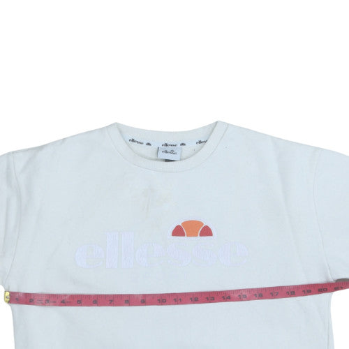 Ellesse Women White UK 12 Pullover Sweatshirt Cotton Blend