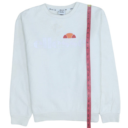 Ellesse Women White UK 12 Pullover Sweatshirt Cotton Blend