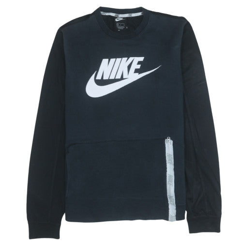 Nike Mens Black Crew Neck Logo Sweatshirt Size M Pullover