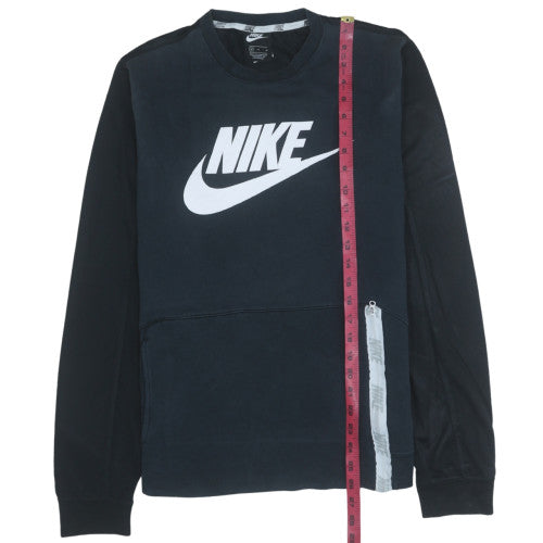 Nike Mens Black Crew Neck Logo Sweatshirt Size M Pullover