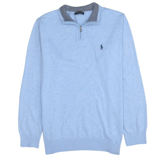 Ralph Lauren Men's Blue 1/4 Zip Cotton Knit Sweatshirt 2XL