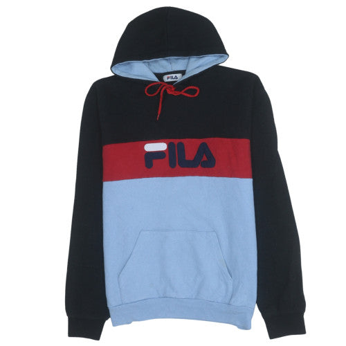 FILA Mens XL Black Blue Red Pullover Hoodie Sweatshirt