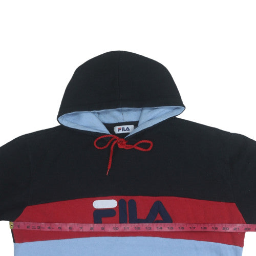 FILA Mens XL Black Blue Red Pullover Hoodie Sweatshirt