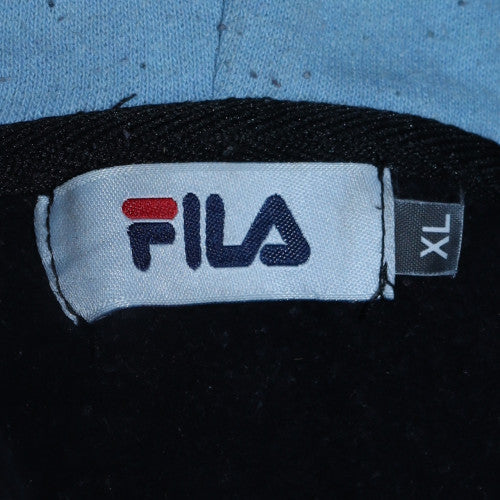 FILA Mens XL Black Blue Red Pullover Hoodie Sweatshirt