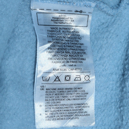 Adidas Mens Blue Pullover Hoodie Size L Regular Fit Fleece Sweatshirt