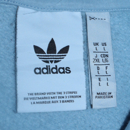Adidas Mens Blue Pullover Hoodie Size L Regular Fit Fleece Sweatshirt