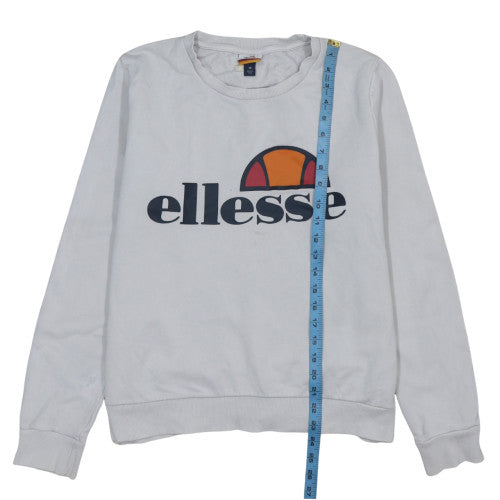 Ellesse Women White Crew Neck Logo Pullover Sweatshirt Size 16