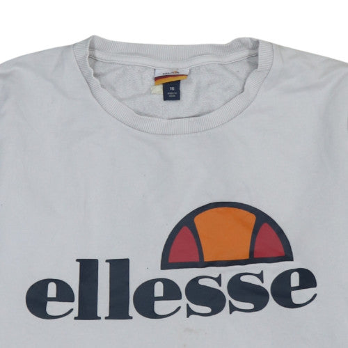 Ellesse Women White Crew Neck Logo Pullover Sweatshirt Size 16