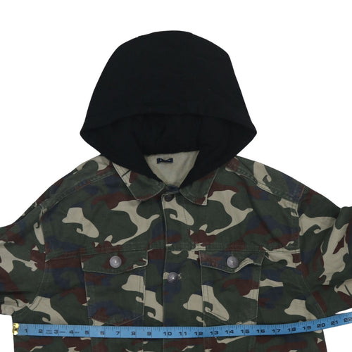 Kiabi Boys Green Camouflage Hooded Button Jacket Size 16 Years