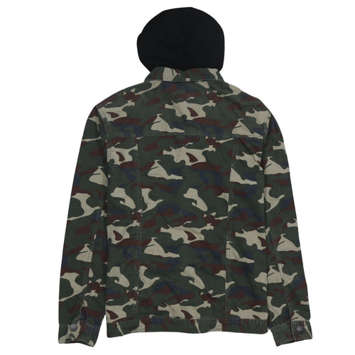 Kiabi Boys Green Camouflage Hooded Button Jacket Size 16 Years