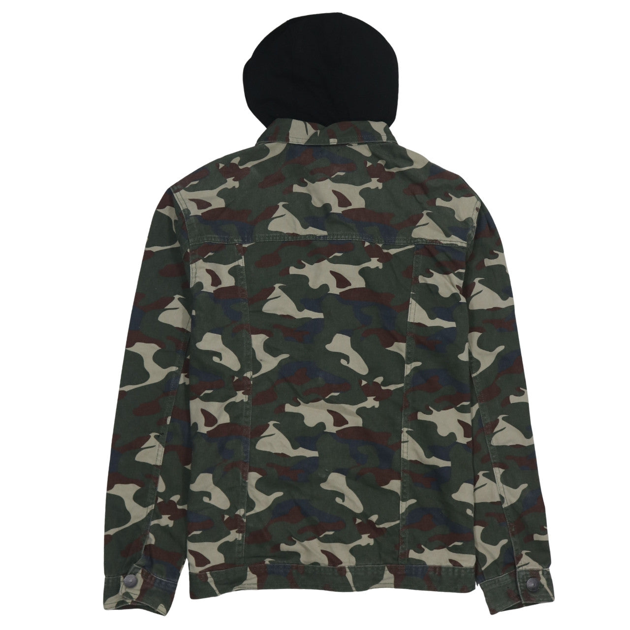 Kiabi Boys Green Camouflage Hooded Button Jacket Size 16 Years