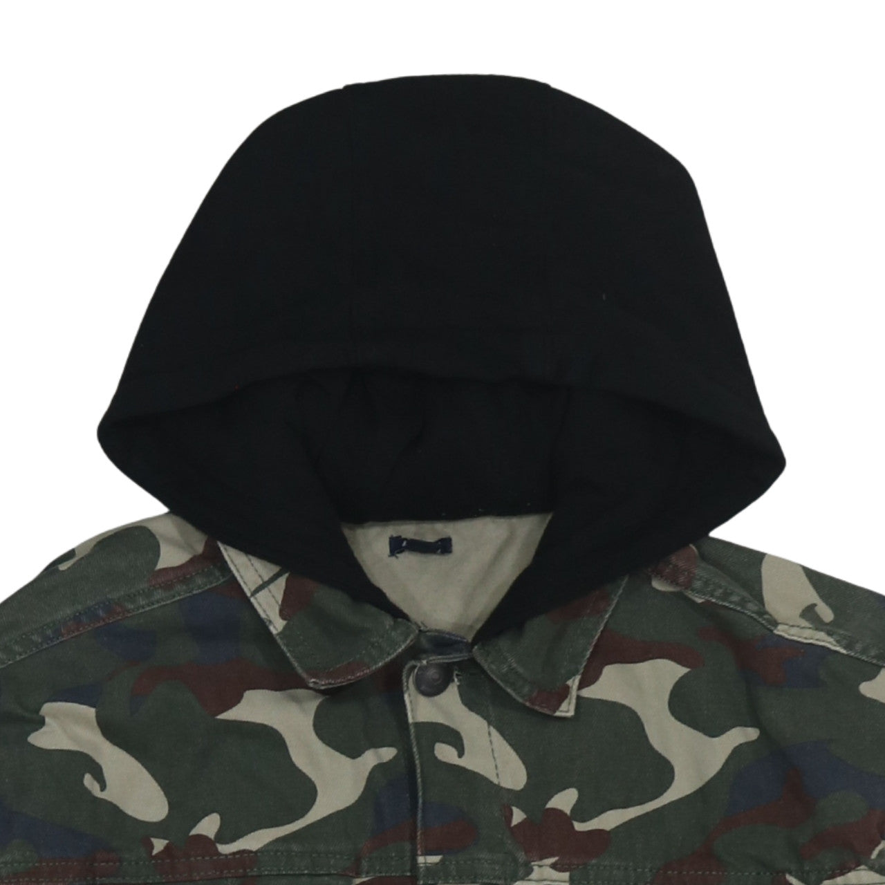 Kiabi Boys Green Camouflage Hooded Button Jacket Size 16 Years