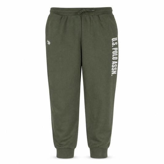 Front view of U.S. Polo Assn. Men Green Jogger Fleece Trousers XL Regular Fit