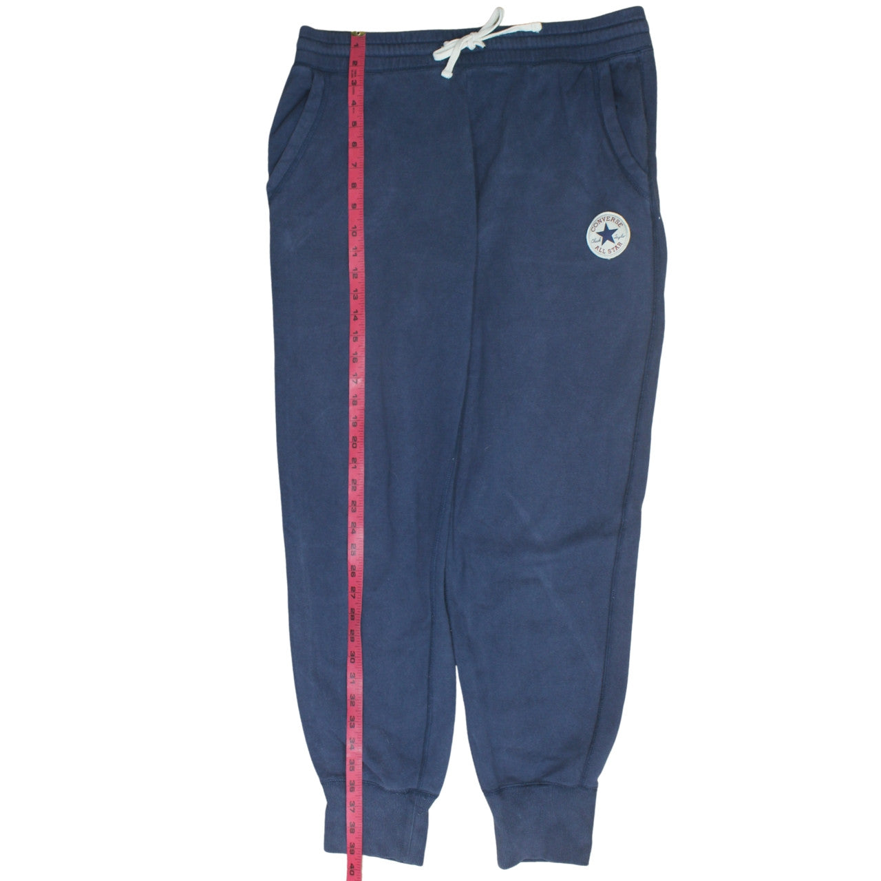 Converse Men Blue Jogger Sweatpants L Elastic Drawstring Waist Fleece