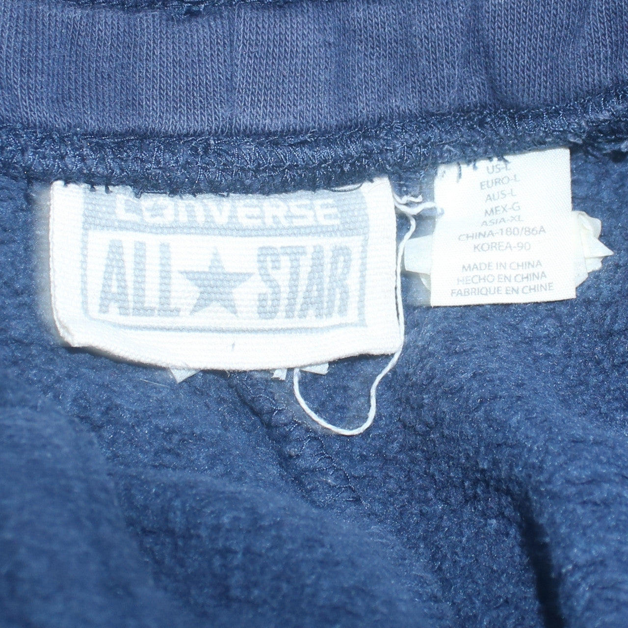 Converse Men Blue Jogger Sweatpants L Elastic Drawstring Waist Fleece