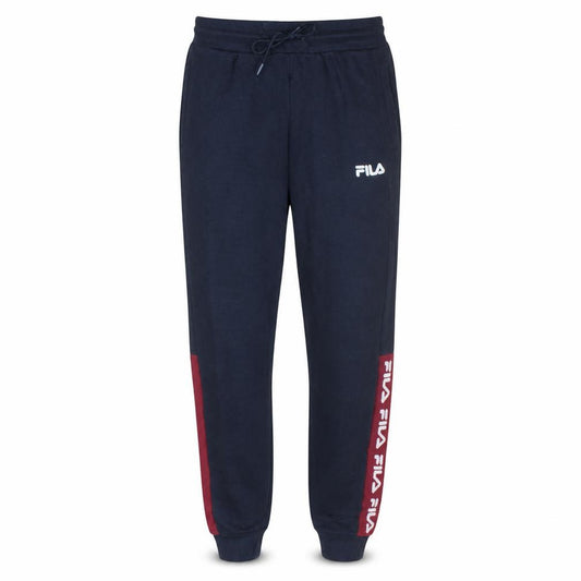 Front view of Fila Men's Black Jogger Sweatpants Small - Logo Side Stripe