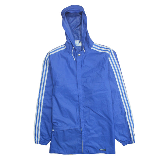 Adidas Men's Blue Vintage Windbreaker Jacket S Hooded Nylon