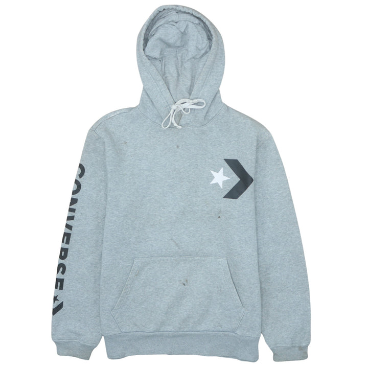 Converse Men's Grey Pullover Hoodie Small Logo Fleece Sportswear