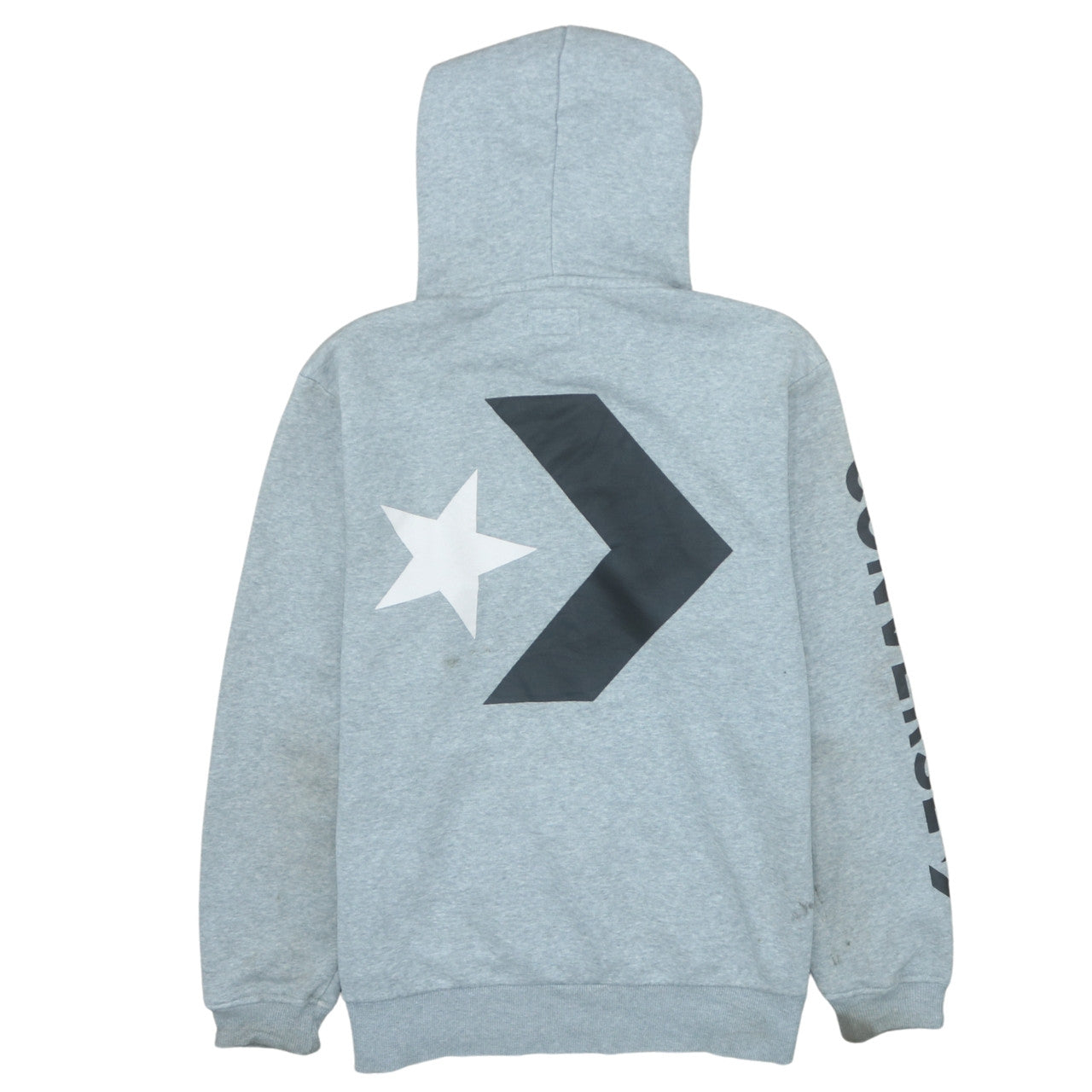 Converse Men's Grey Pullover Hoodie Small Logo Fleece Sportswear