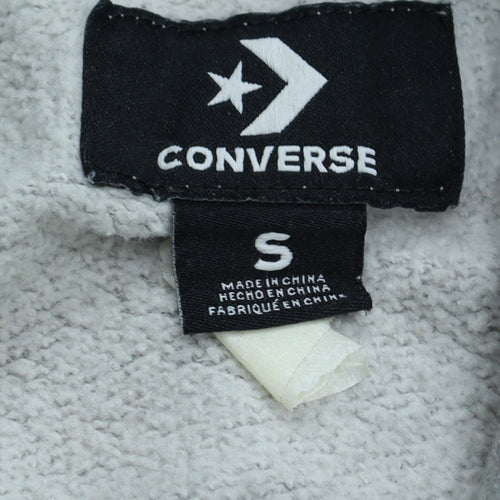 Converse Men's Grey Pullover Hoodie Small Logo Fleece Sportswear